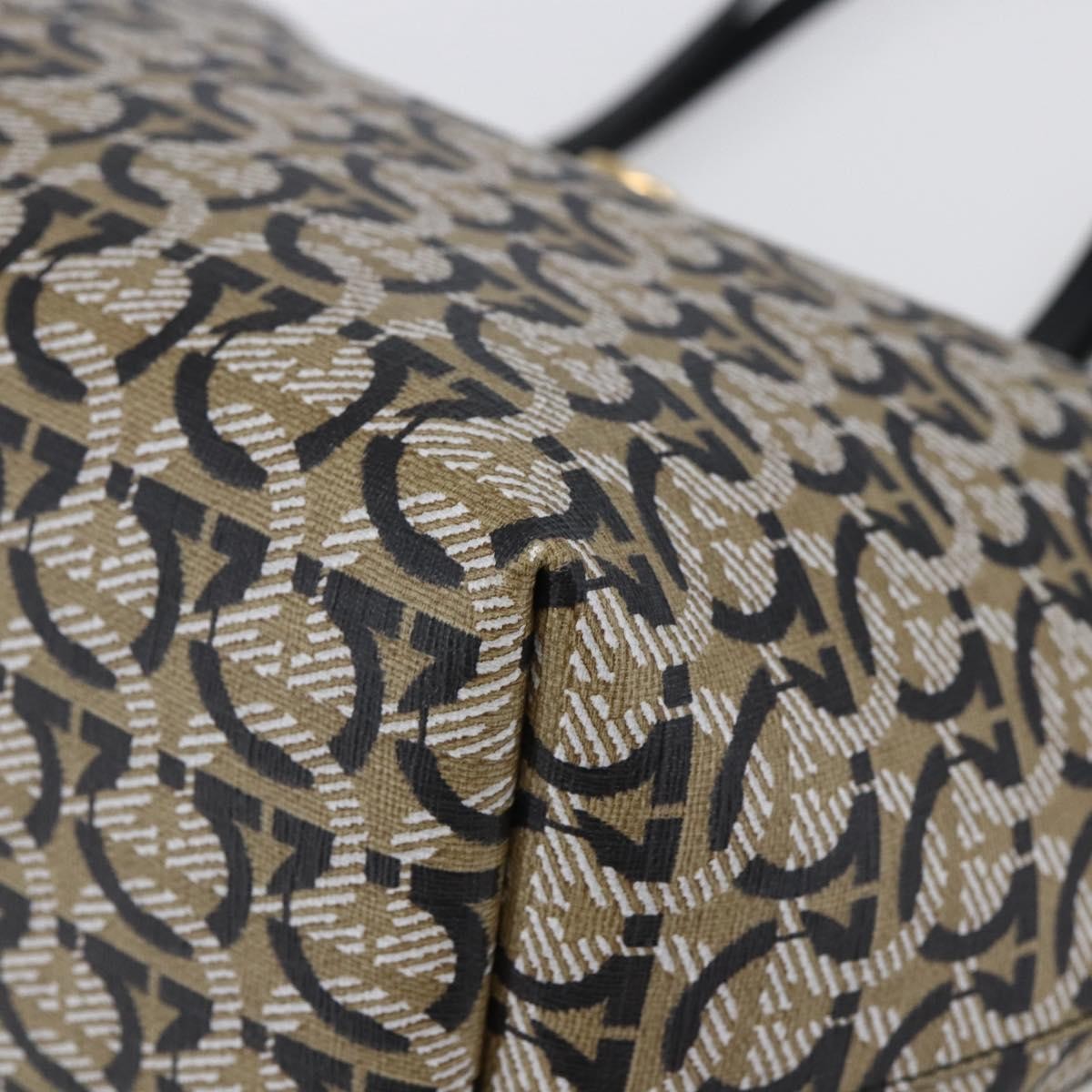 Salvatore Ferragamo Gancini Travel Tote Gancini Jacquard, BEIGE, CANVAS, Tote bag