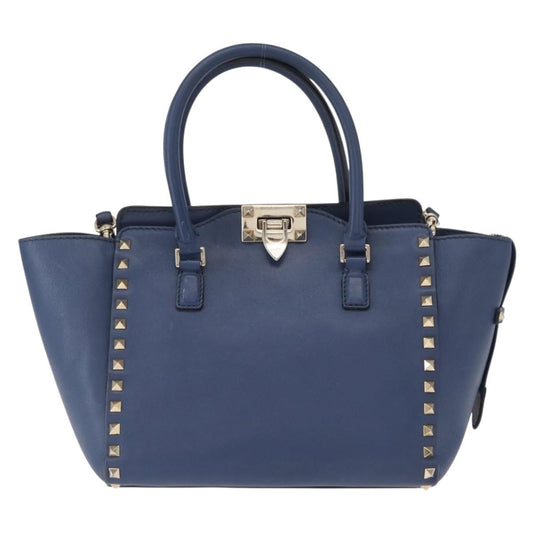 Valentino Garavani Rockstud Tote Rigid Leather, BLUE, LEATHER, Handbag
