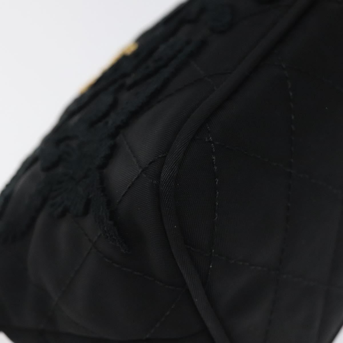 Prada Vintage Pouch Embroidery Nylon, BLACK, NYLON, Clutche & pouche
