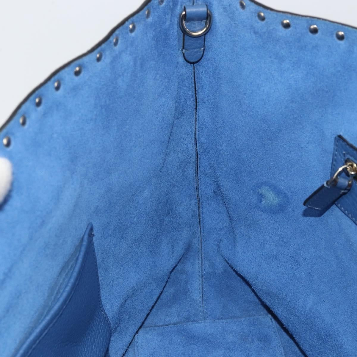 Valentino Garavani Rockstud Shopper Tote Leather, BLUE, LEATHER, Tote bag