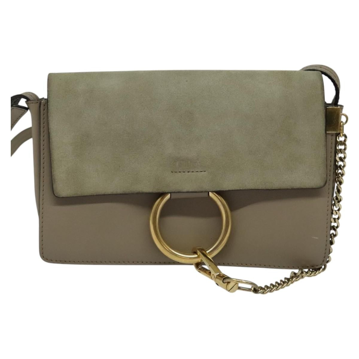 Chloe Faye Crossbody Leather and Suede, GRAY, SUEDE, Shoulder bag
