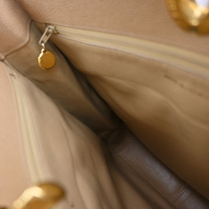 Chanel Vintage CC Lock Pocket Tote Quilted Caviar, BEIGE, LEATHER, Handbag