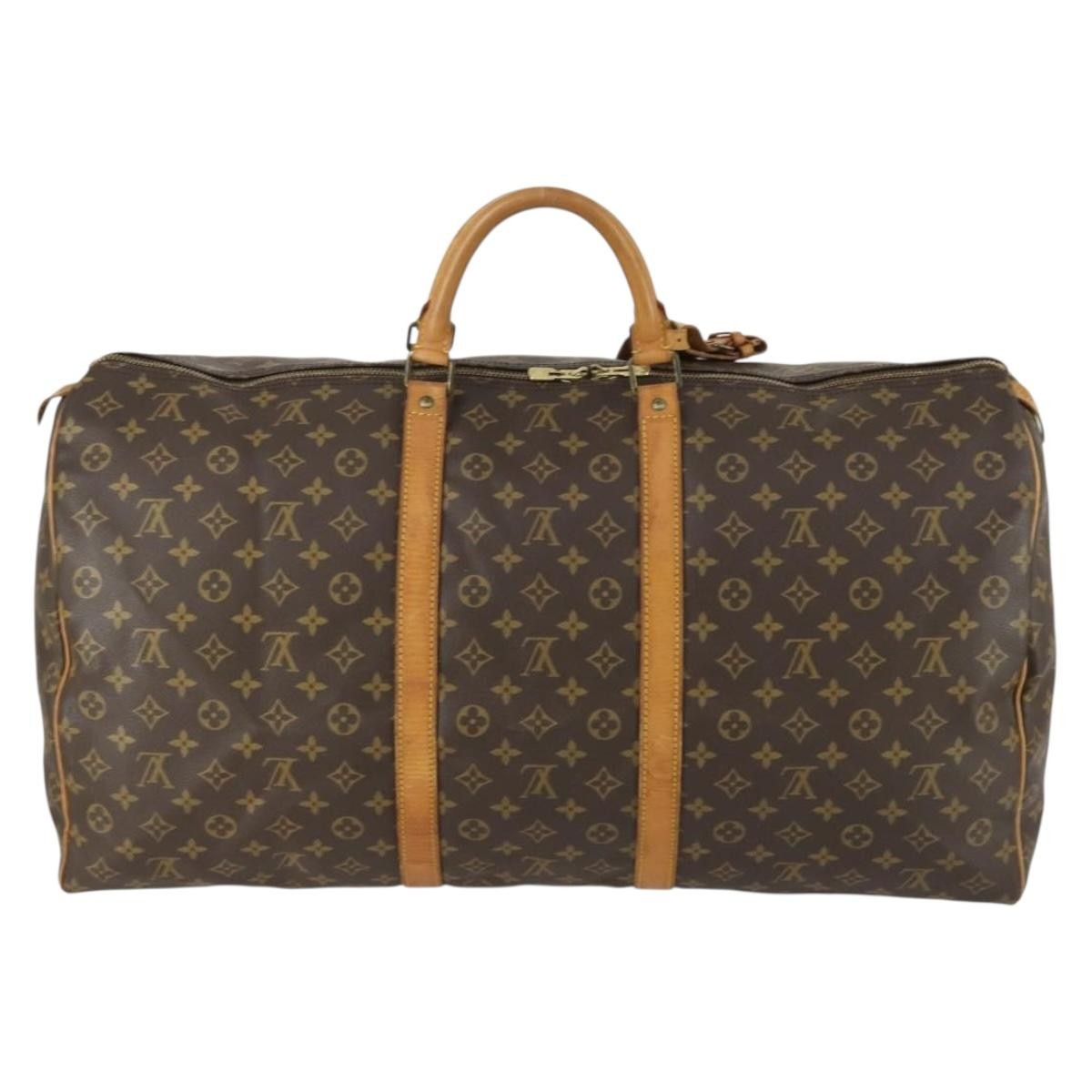 Louis Vuitton Keepall Bag Monogram Canvas, BROWN, CANVAS, Travel bag