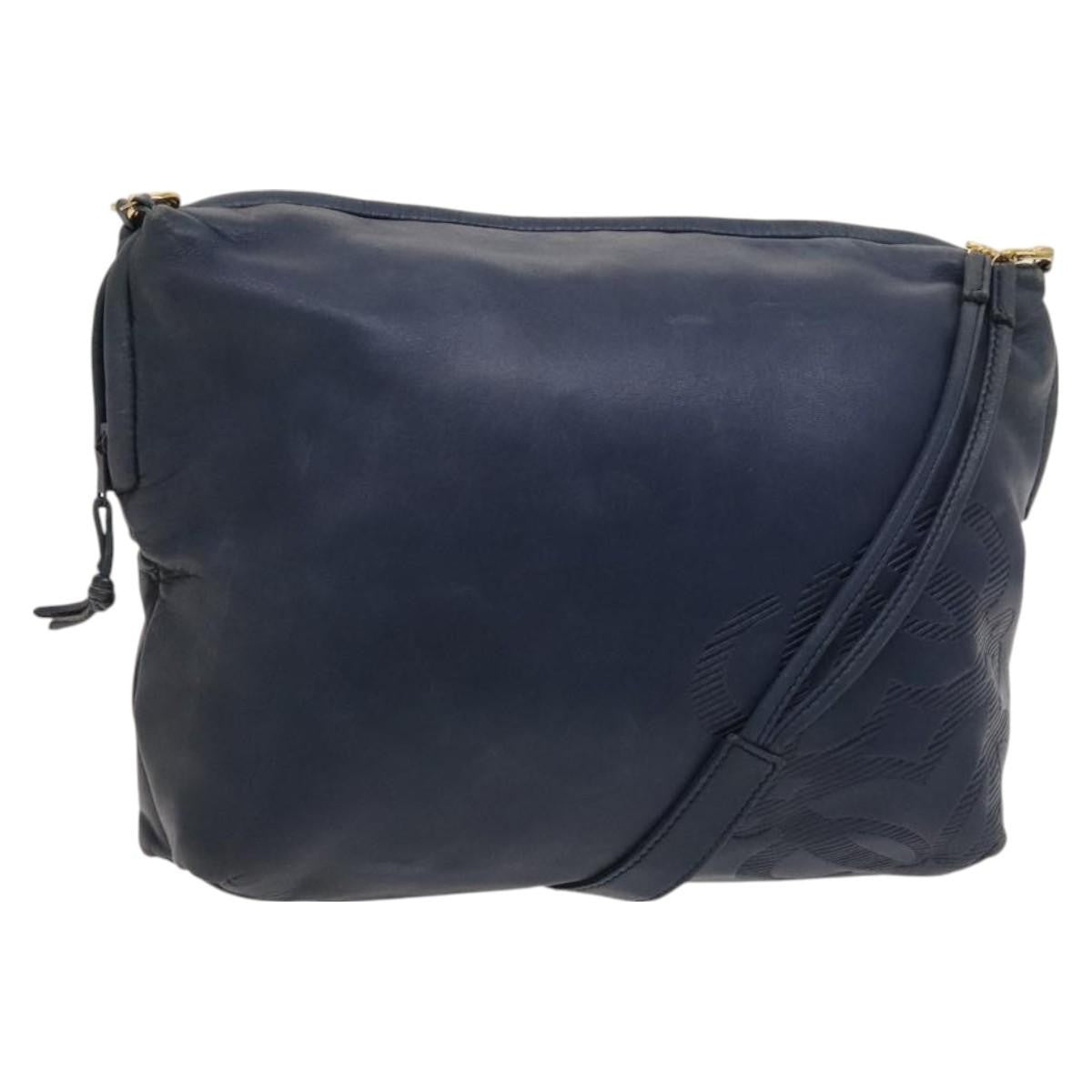 Loewe Anagram Shoulder Bag Leather, NAVY, LEATHER, Shoulder bag