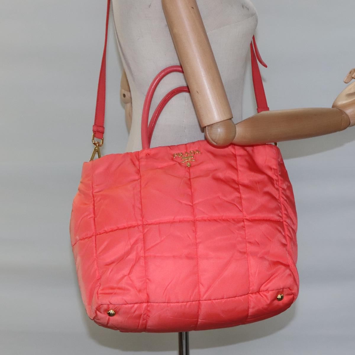Prada Convertible Tote Quilted Tessuto, ORANGE, NYLON, Handbag
