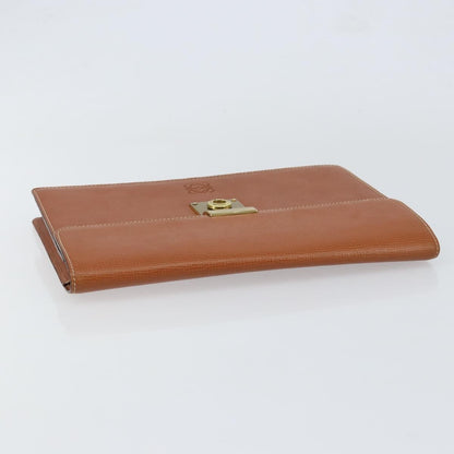 Loewe Anagram Clutch Bag Leather, BROWN, LEATHER, Clutche & pouche