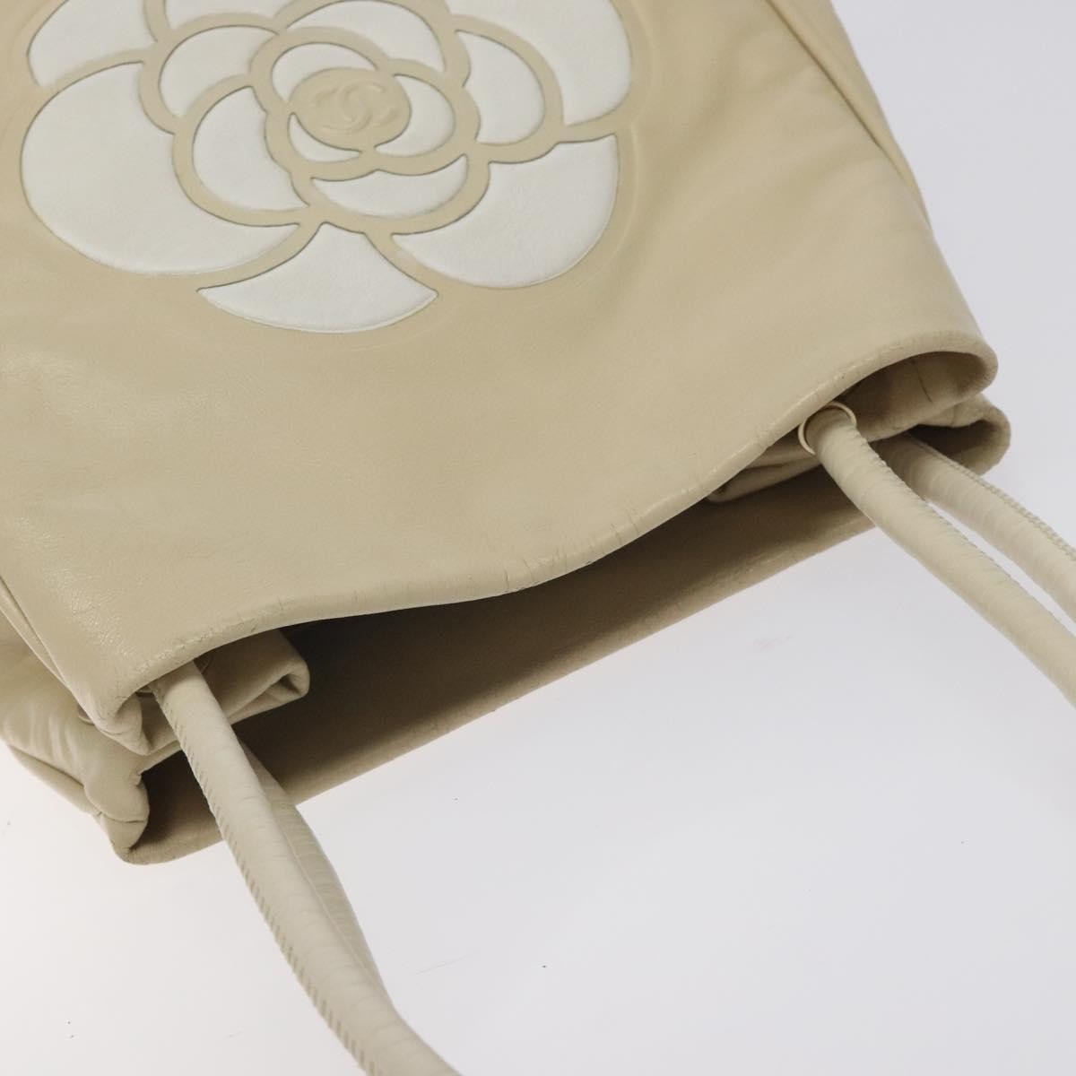 Chanel Camellia Tote Leather, BEIGE, LEATHER, Tote bag