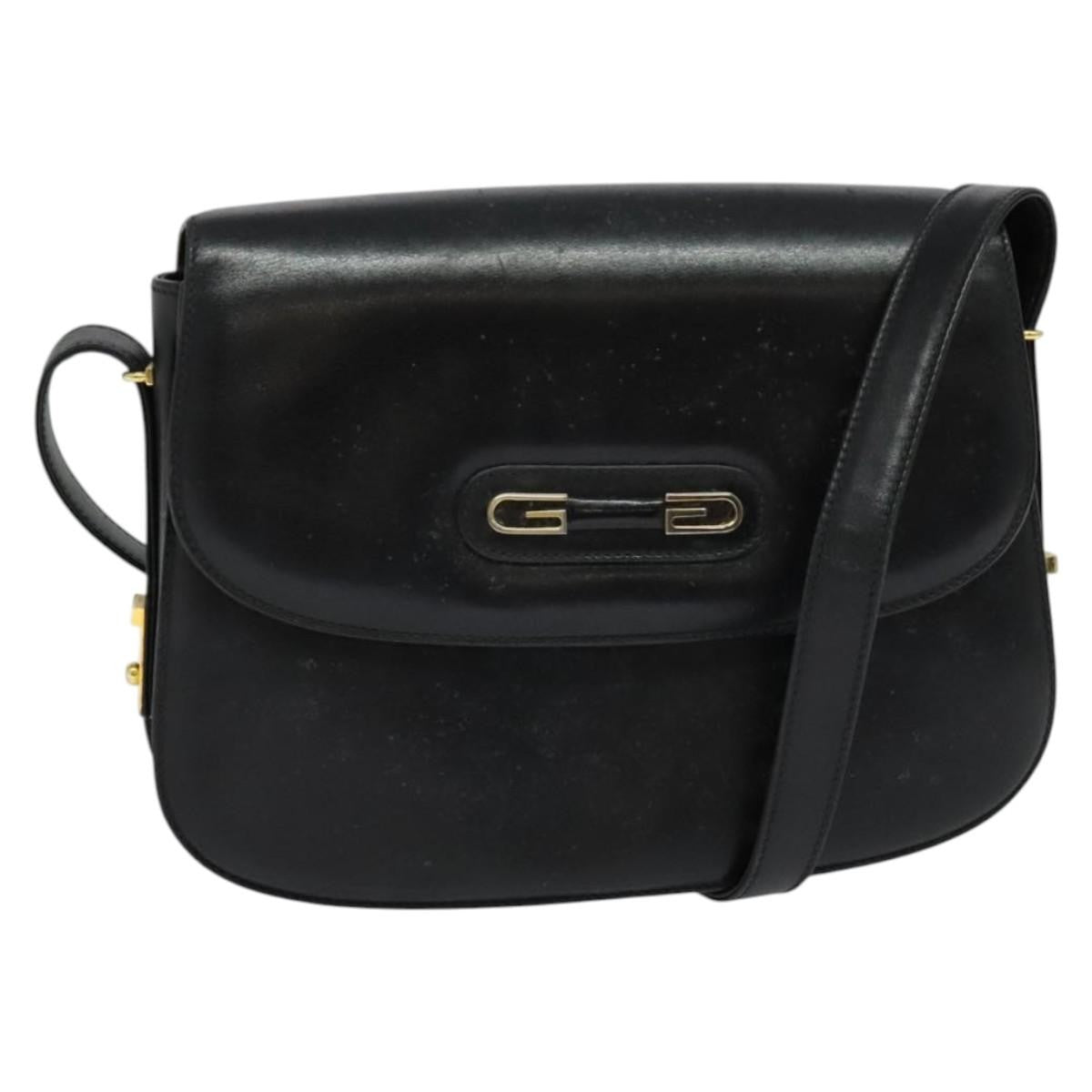Gucci Vintage double G logo shoulder bag Leather, BLACK, LEATHER, Shoulder bag