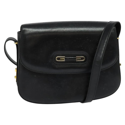 Gucci Vintage double G logo shoulder bag Leather, BLACK, LEATHER, Shoulder bag