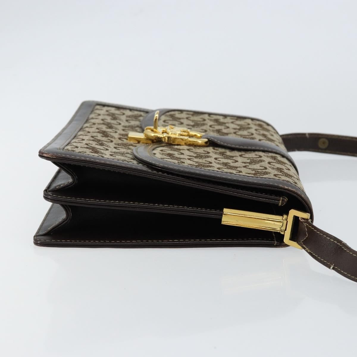 Celine C Sulky Shoulder bag Canvas and Leather, BROWN, CANVAS, Shoulder bag