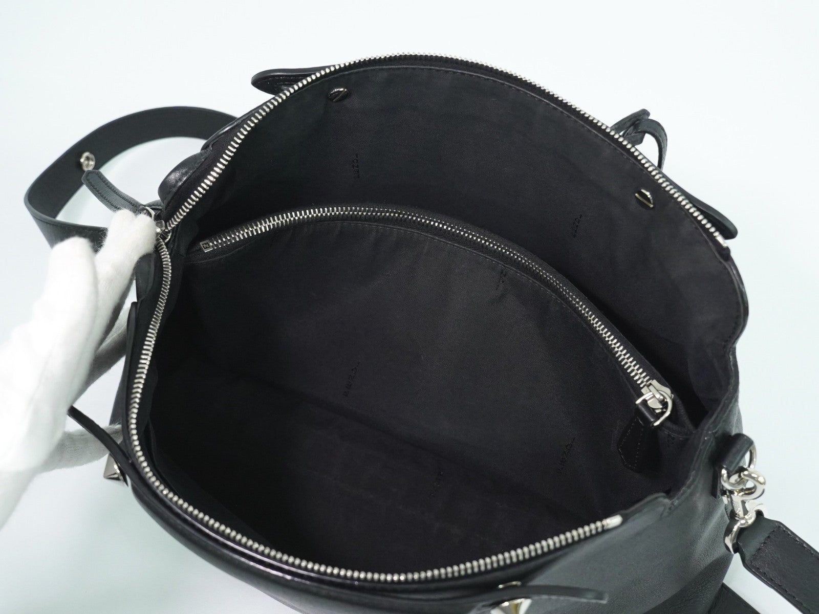 Fendi By The Way Satchel Leather, BLACK, LEATHER, Handbag