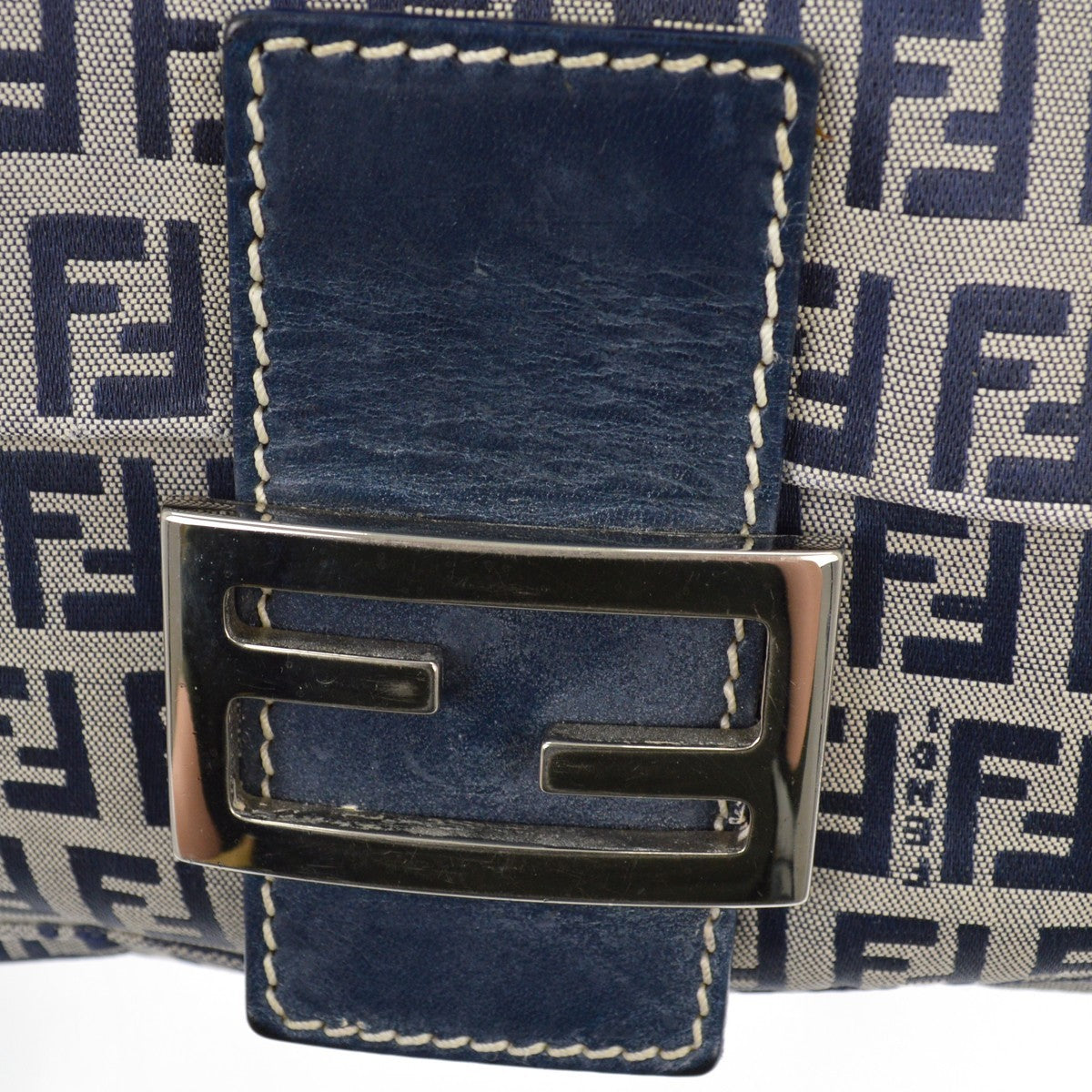 Fendi Mamma Baguette Zucca canvas, NAVY, CANVAS, Shoulder bag