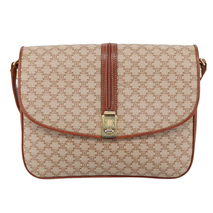 Celine Macadam Shoulder Bag Canvas, BEIGE, CANVAS, Shoulder bag