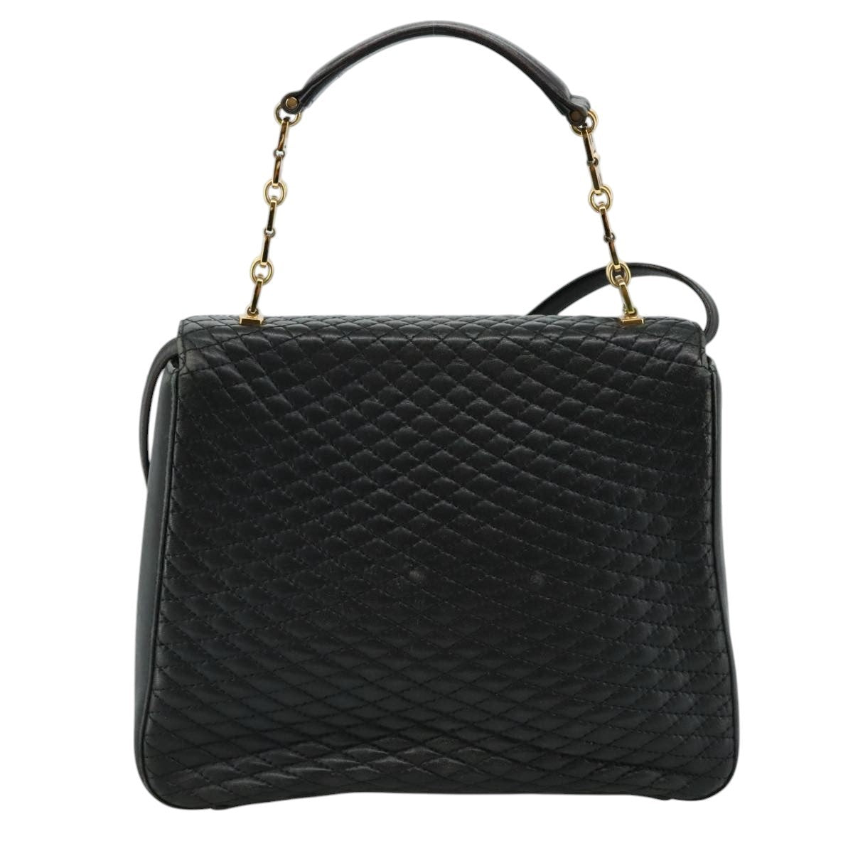 Bally Vintage Flap Handbag Quilted Leather, BLACK, LEATHER, Handbag