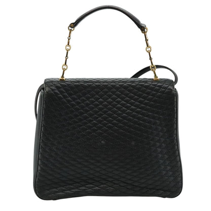 Bally Vintage Flap Handbag Quilted Leather, BLACK, LEATHER, Handbag