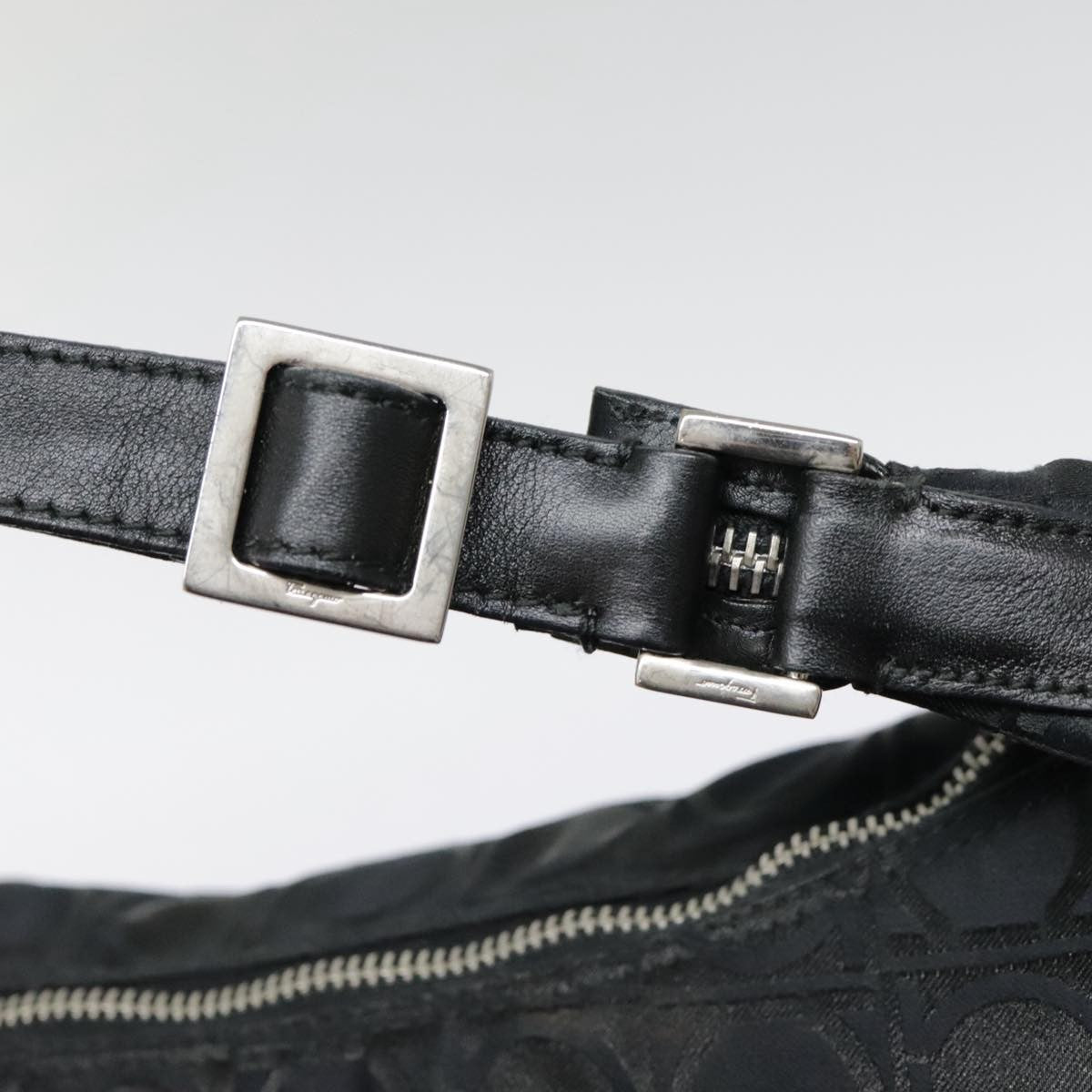 Salvatore Ferragamo Gancini Shoulder Bag Nylon, BLACK, NYLON, Shoulder bag