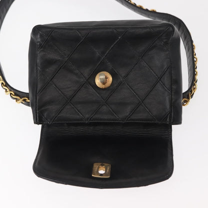 Chanel Vintage Flap Waist Bag Leather, BLACK, LEATHER, Clutche & pouche