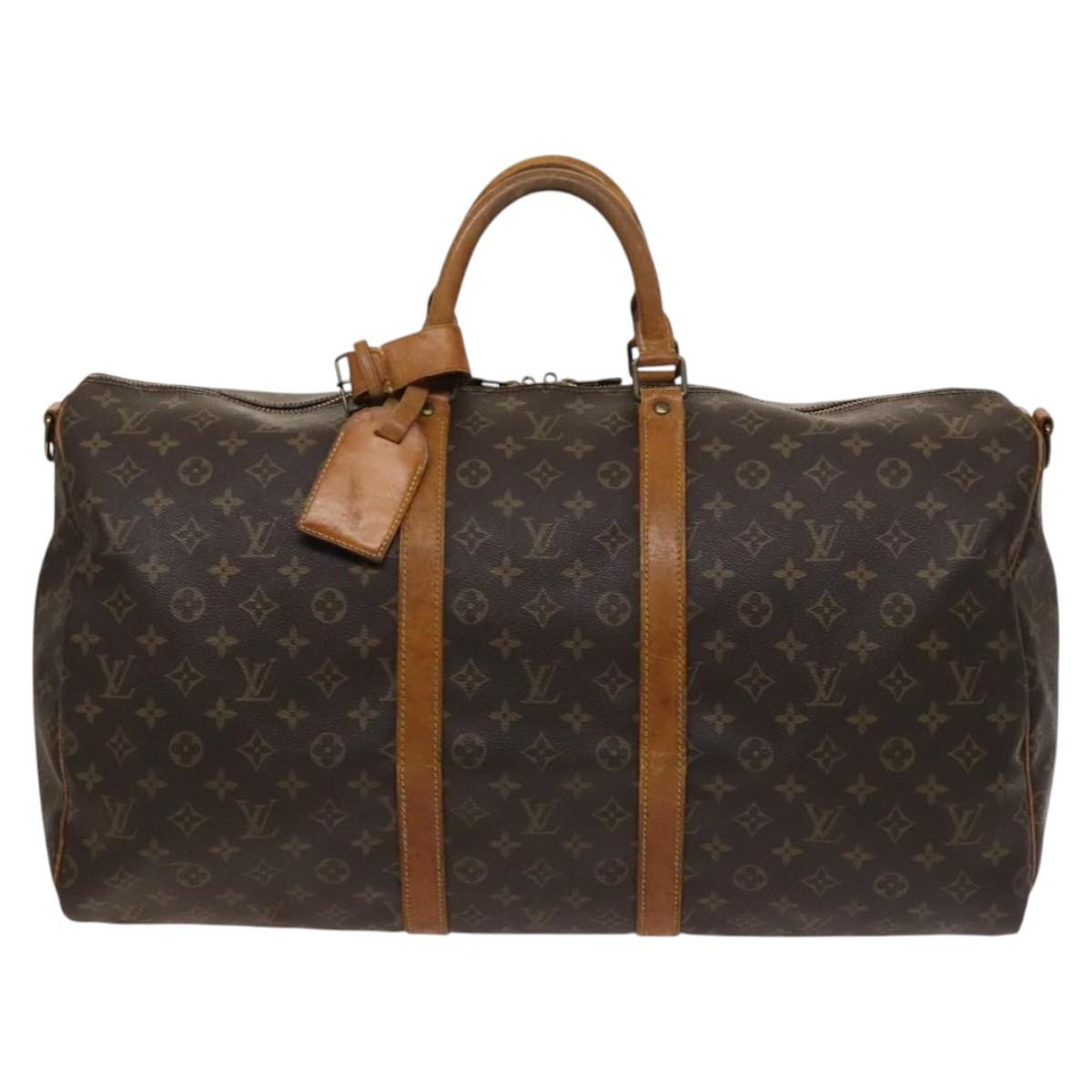 Louis Vuitton Keepall Bandouliere Bag Monogram Canvas, BROWN, CANVAS, Travel bag