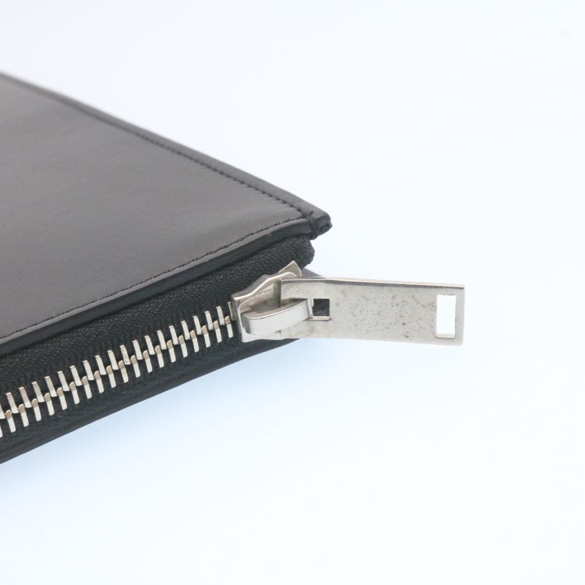 Saint Laurent Zip Pouch Leather, BLACK, LEATHER, Clutche & pouche