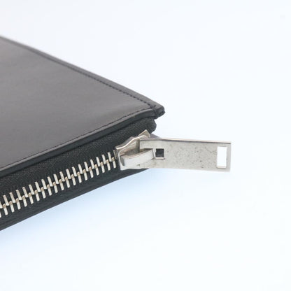 Saint Laurent Zip Pouch Leather, BLACK, LEATHER, Clutche & pouche