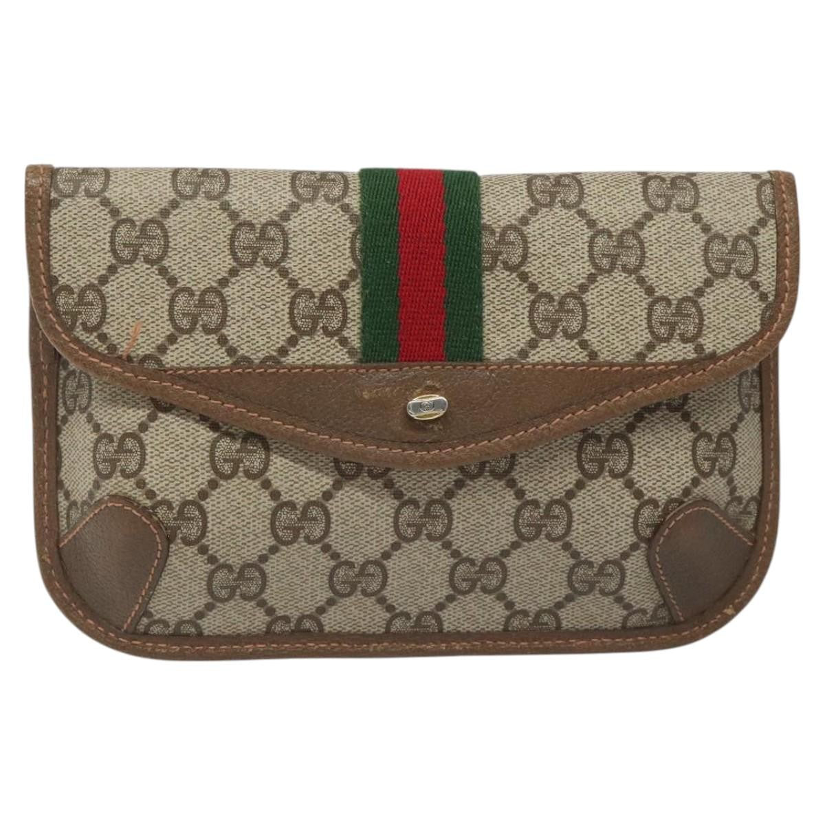 Gucci Ophidia Flap Clutch GG Coated Canvas, BEIGE, CANVAS, Clutche & pouche