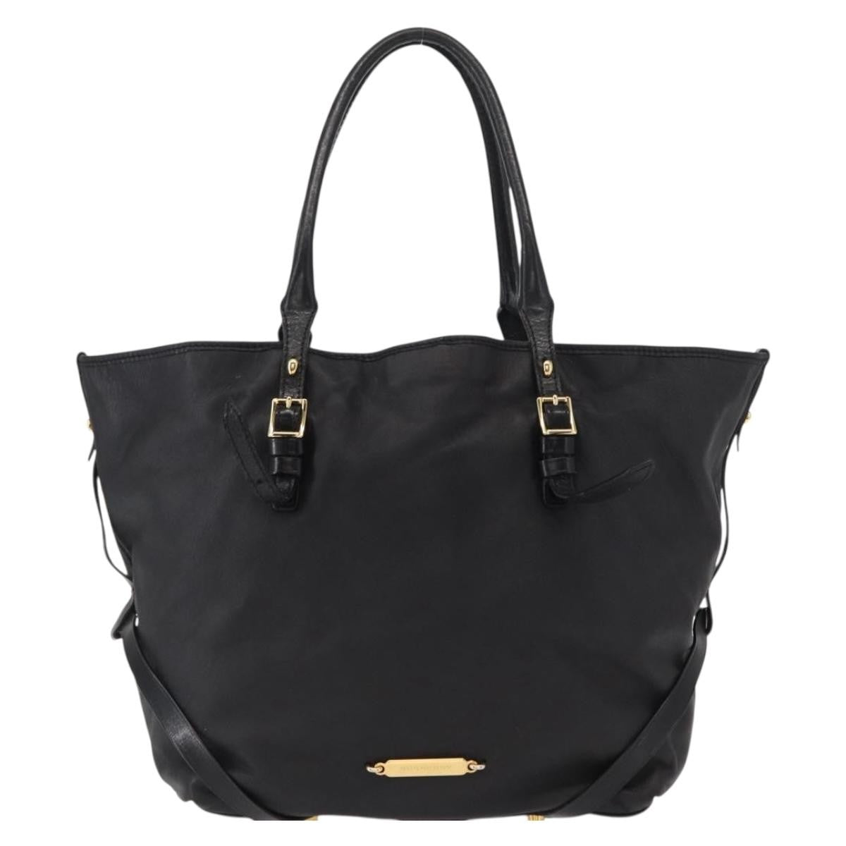 Burberry Vintage Tote Leather, BLACK, LEATHER, Tote bag