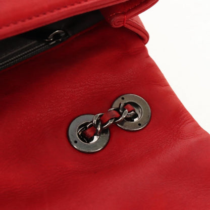 Chanel Diamond Stitch Chain Flap Bag Quilted Iridescent Calfskin, RED, LEATHER, Shoulder bag