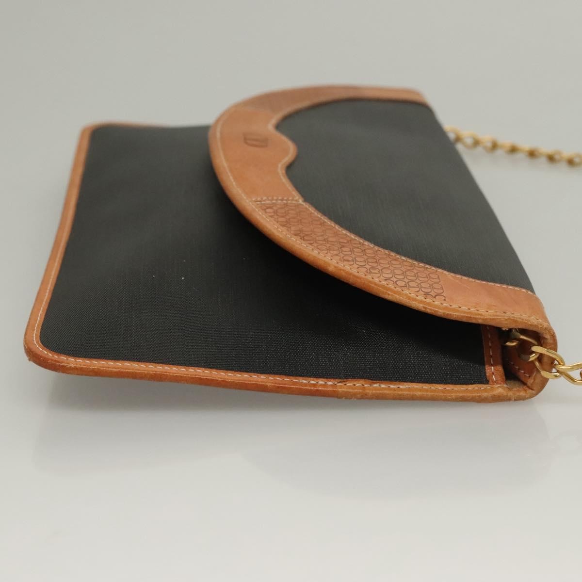 Christian Dior Vintage CD Chain Flap Shoulder Bag Canvas, BLACK, PVC, Shoulder bag