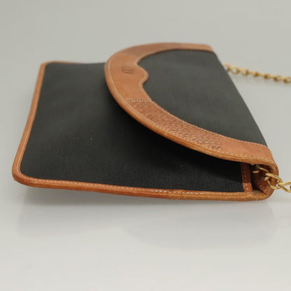 Christian Dior Vintage CD Chain Flap Shoulder Bag Canvas, BLACK, PVC, Shoulder bag