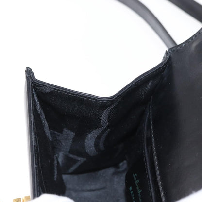 Salvatore Ferragamo Gancini Shoulder Bag Leather, BLACK, LEATHER, Shoulder bag