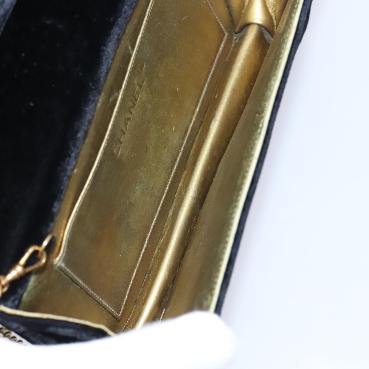 Chanel Wallet on Chain Quilted Velvet, BLACK, VELVET, Shoulder bag