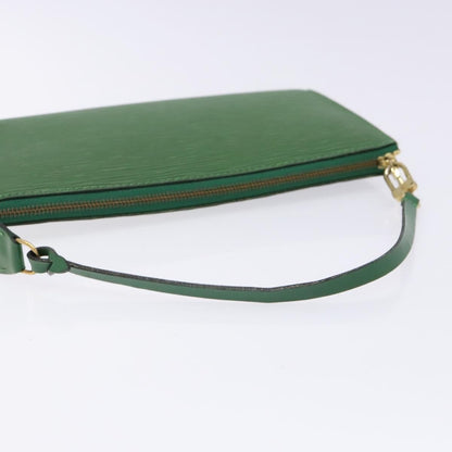 Louis Vuitton Pochette Accessoires Epi Leather, GREEN, LEATHER, Clutche & pouche
