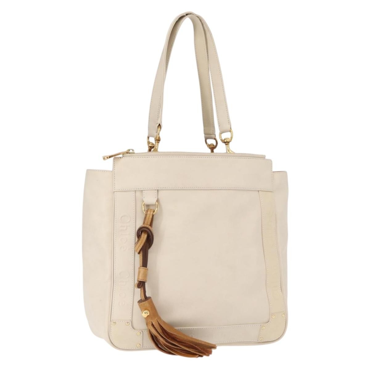 Chloe Eden Tote bag Leather, WHITE, LEATHER, Tote bag