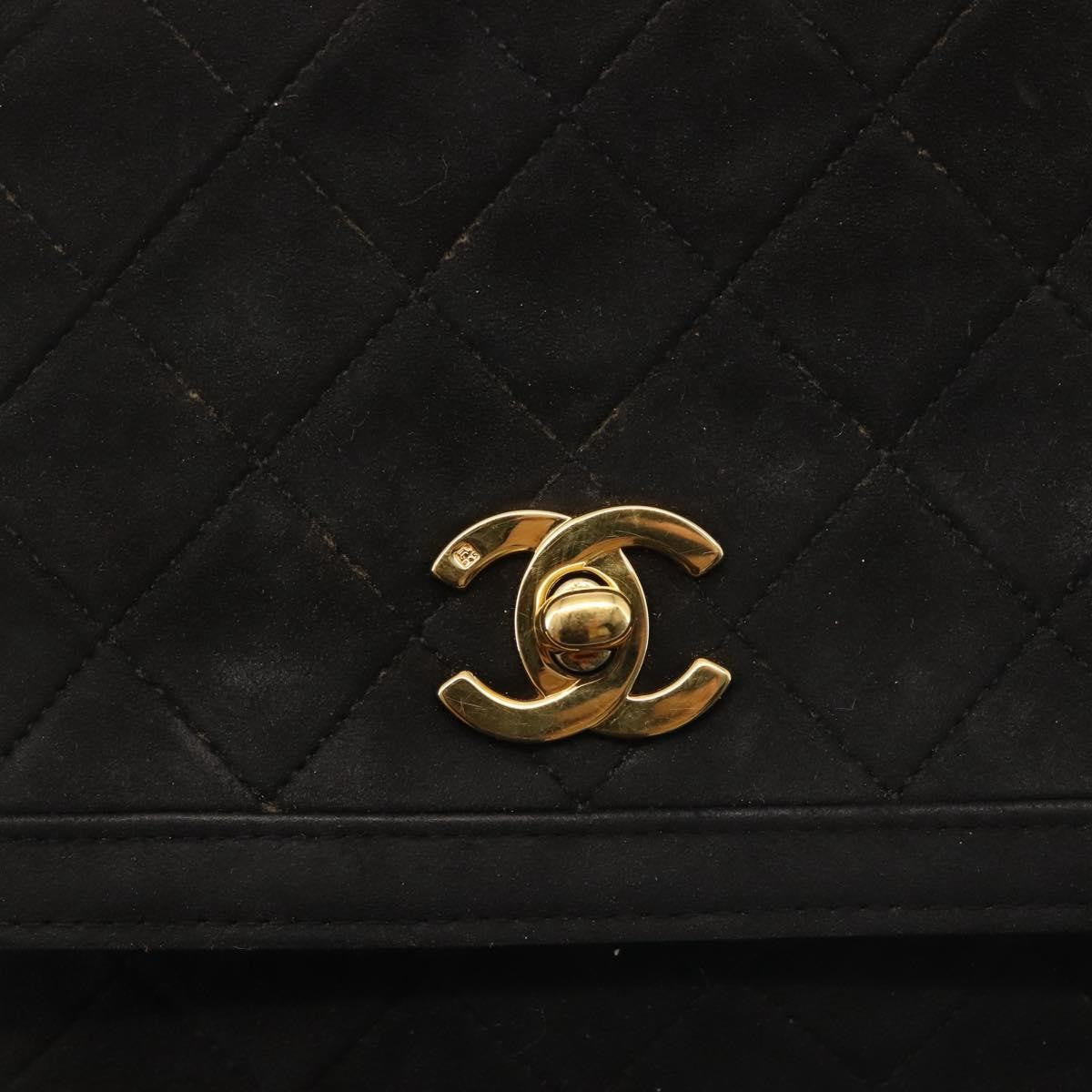 Chanel Vintage Clutch Pleated Leather, BLACK, SUEDE, Clutche & pouche
