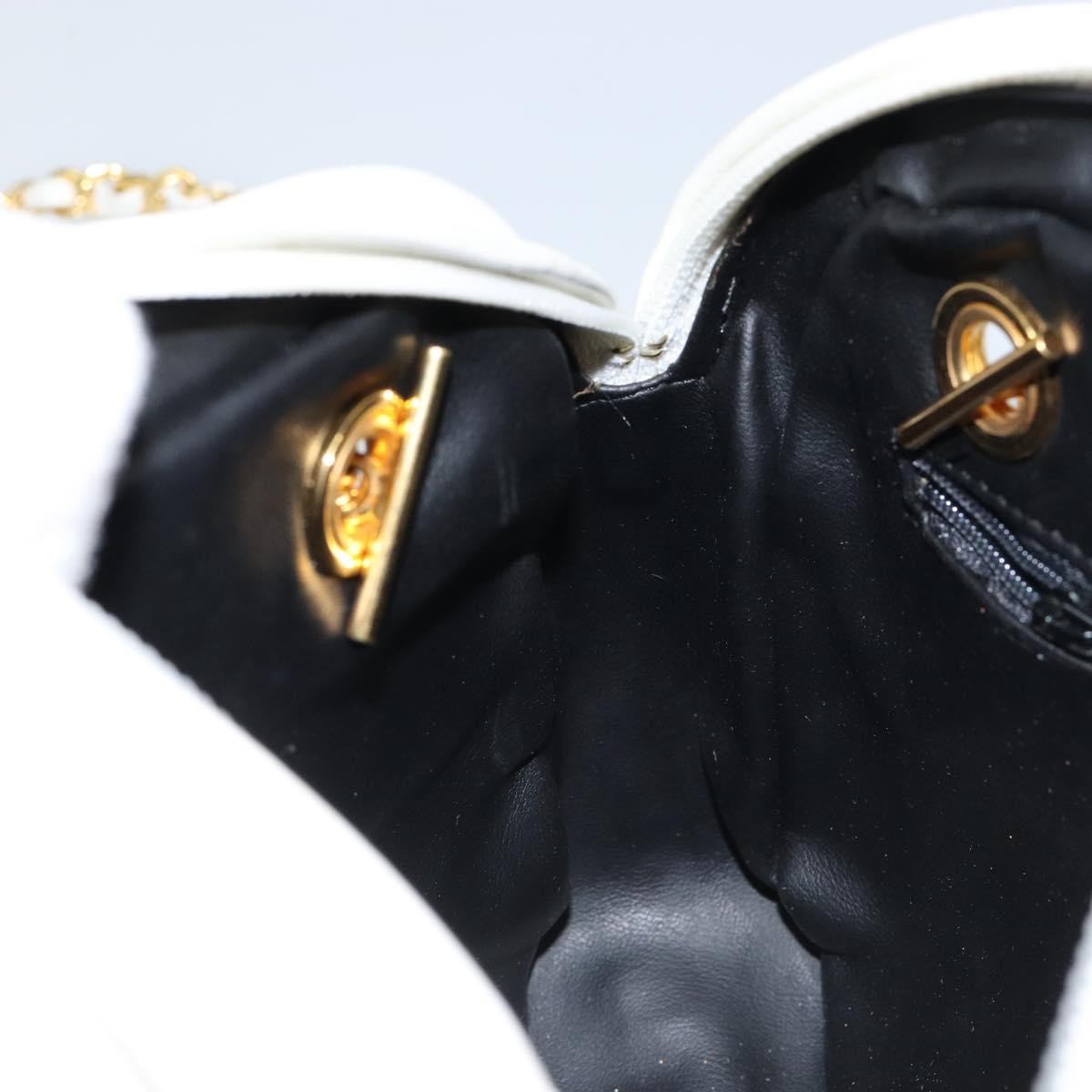 Bally Vintage Chain Shoulder Bag Quilted Leather, WHITE, LEATHER, Shoulder bag