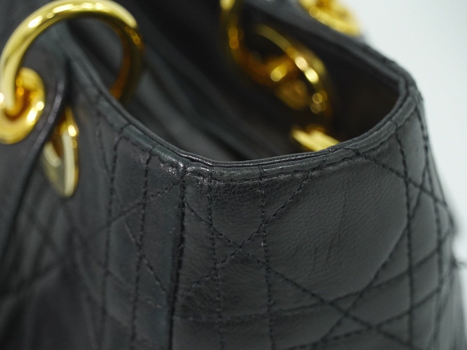 Christian Dior Lady cannage Matelassé, BLACK, LEATHER, Handbag