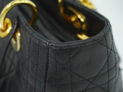 Christian Dior Lady cannage Matelassé, BLACK, LEATHER, Handbag