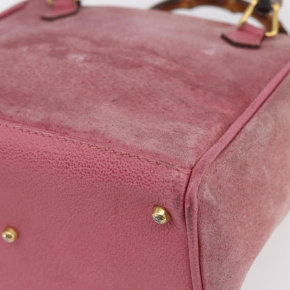 Gucci Vintage Bamboo Handle Bag Suede, PINK, SUEDE, Handbag