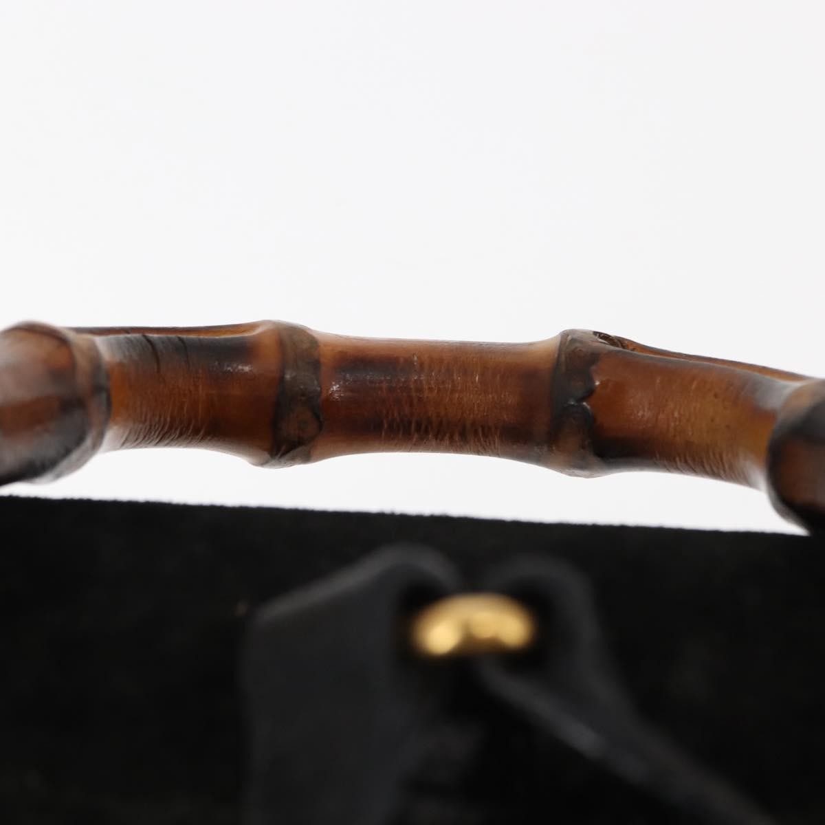 Gucci Vintage Bamboo Backpack Suede, BLACK, SUEDE, Backpack