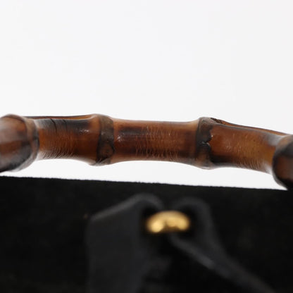 Gucci Vintage Bamboo Backpack Suede, BLACK, SUEDE, Backpack