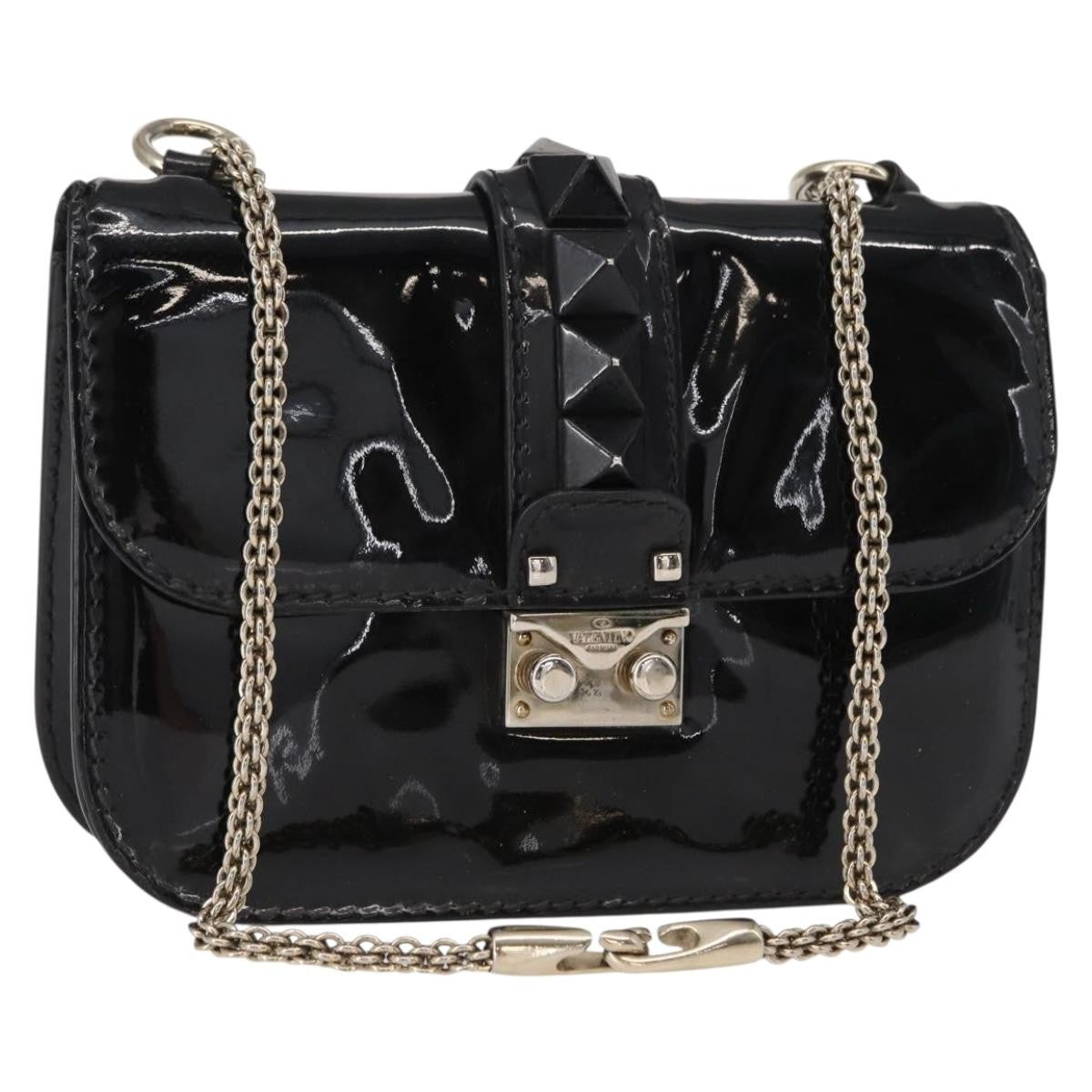 Valentino Garavani Glam Lock Shoulder Bag Patent, BLACK, PATENT_LEATHER, Shoulder bag