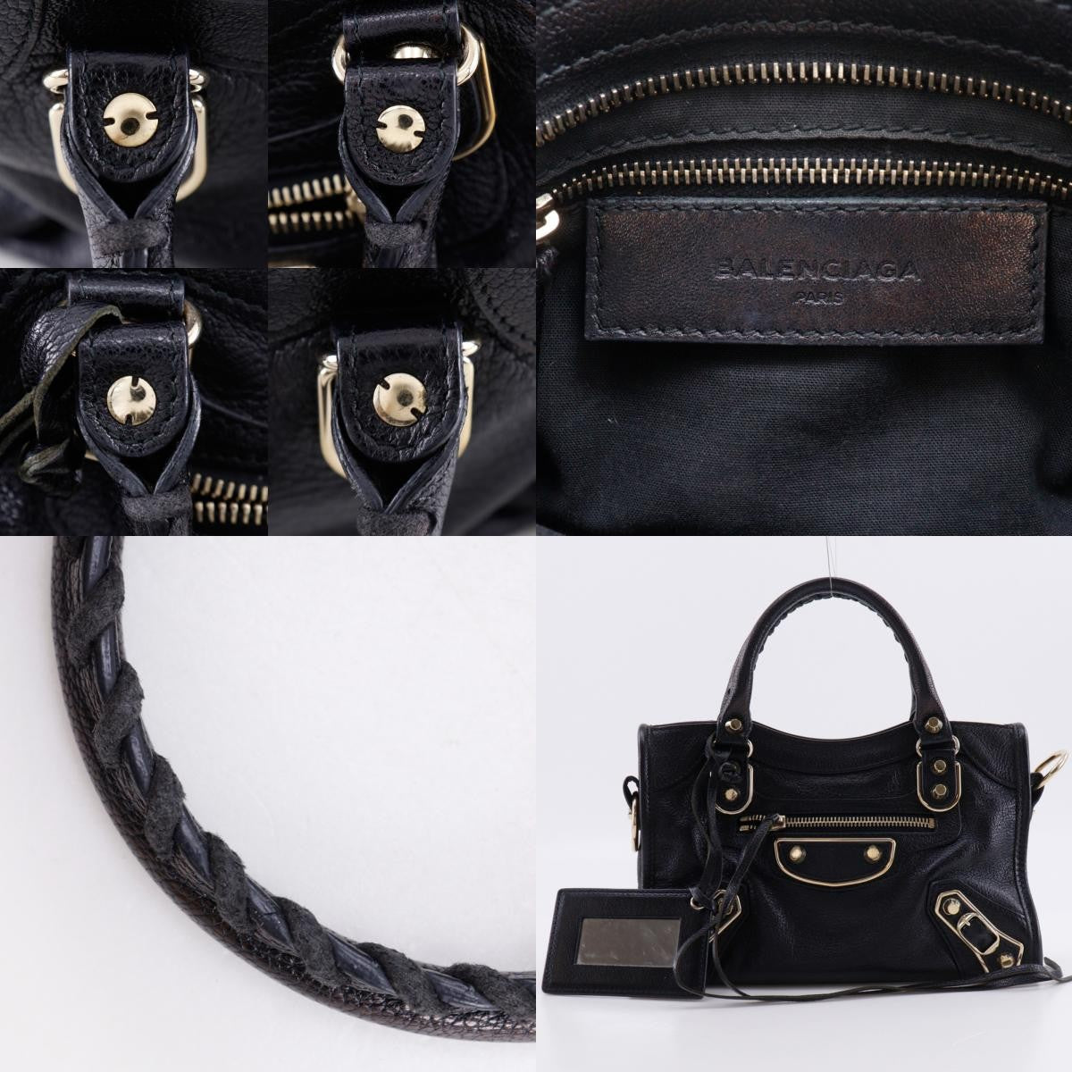 Balenciaga City Classic Metallic Edge Bag Leather, Black, Leather, Handbag