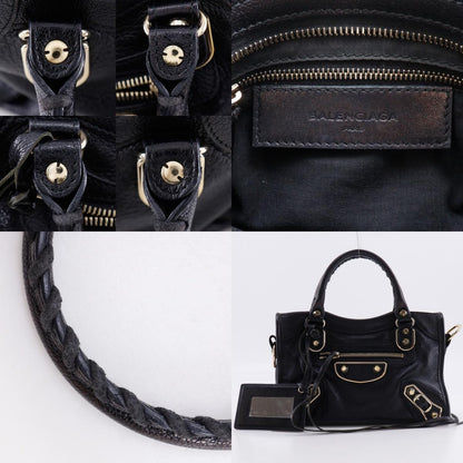 Balenciaga City Classic Metallic Edge Bag Leather, Black, Leather, Handbag