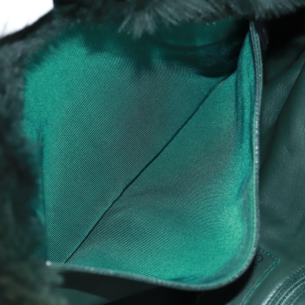 Chanel Vintage CC Chain Tote Printed Lapin Fur, GREEN, FAUX_FUR, Tote bag