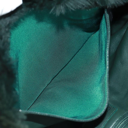 Chanel Vintage CC Chain Tote Printed Lapin Fur, GREEN, FAUX_FUR, Tote bag