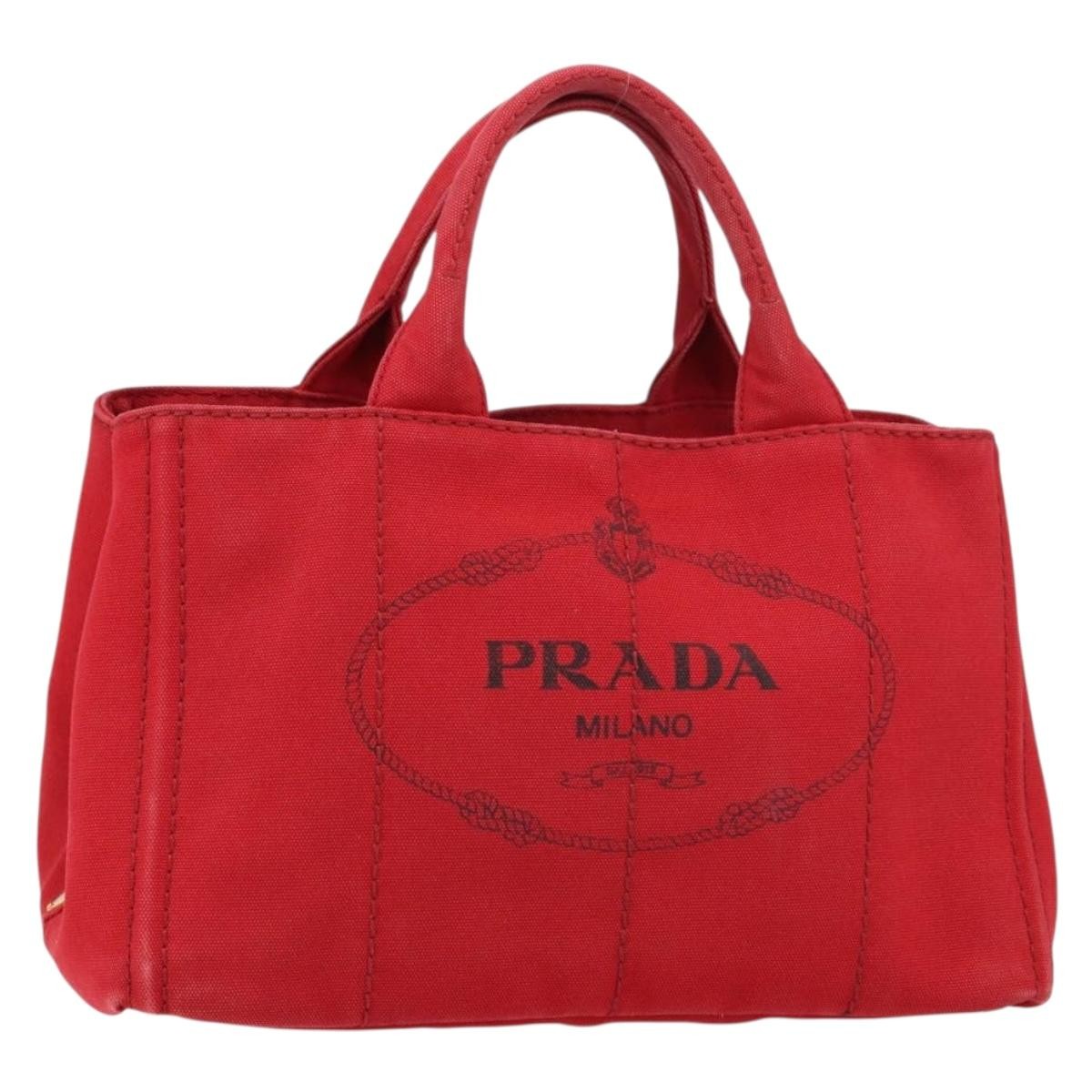 Prada Canapa Tote Canvas, RED, CANVAS, Tote bag