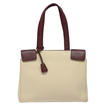 Prada Vintage Shoulder Bag Leather, BEIGE, LEATHER, Shoulder bag