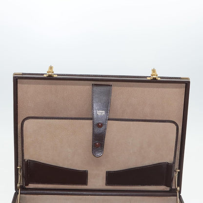 Loewe Anagram Business Leather, BROWN, LEATHER, Briefcase
