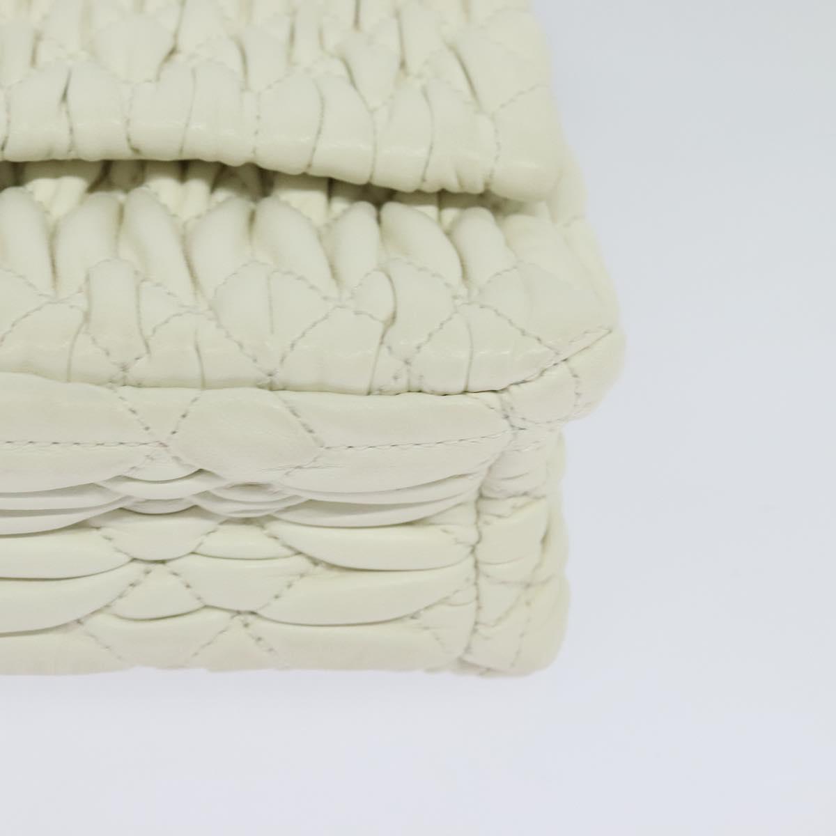 Miu Miu Crystal 2way Pouch Matelasse Leather, WHITE, LEATHER, Shoulder bag