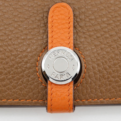 Hermes Dogon Duo Combined Wallet Leather, BROWN, LEATHER, Wallets